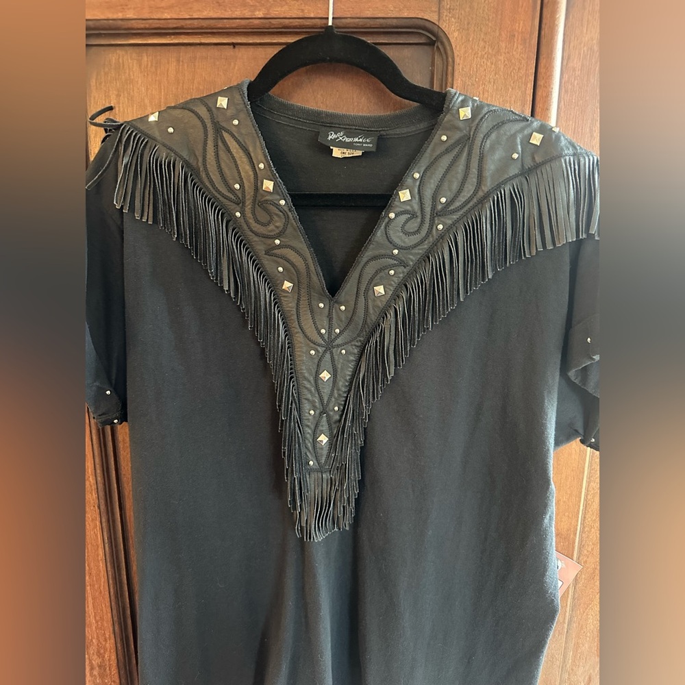 Vintage 80’s Black Fringe Top